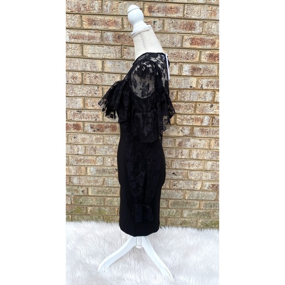 NWT Topshop Illusion Lace Yoke Long Sleeve Bodycon Dress - Picture 5 of 9